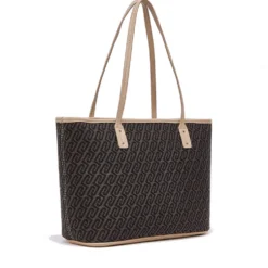 Shopping Bag Donna LIU JO in Tessuto Jacquard Testa di Moro con Logo All Over