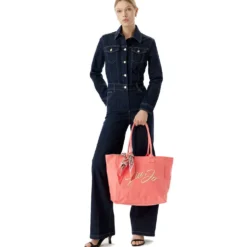 Shopping Bag Donna LIU JO in Tessuto color Corallo