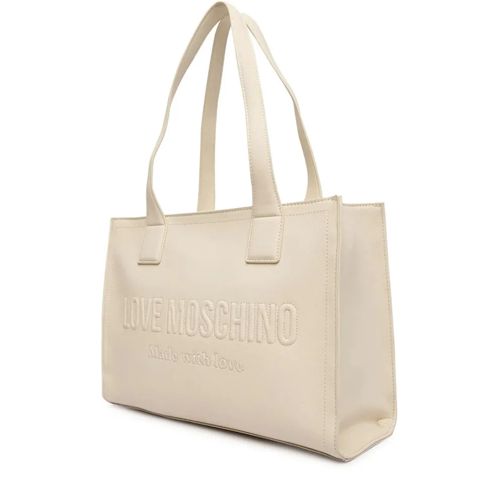 Shopping Bag Donna LOVE MOSCHINO in Ecopelle Avorio