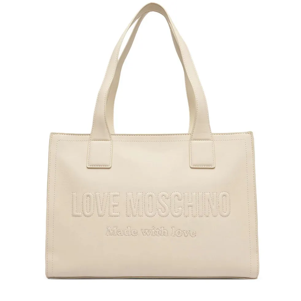 Shopping Bag Donna LOVE MOSCHINO in Ecopelle Avorio