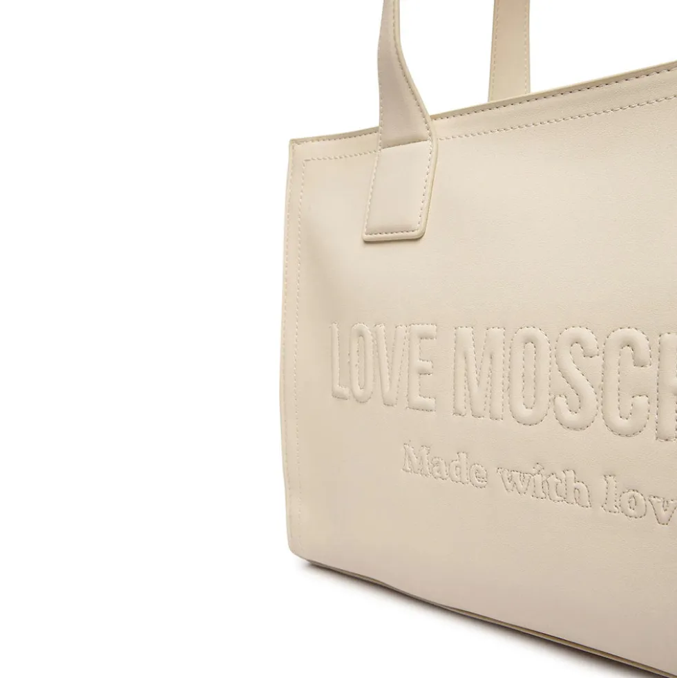 Shopping Bag Donna LOVE MOSCHINO in Ecopelle Avorio