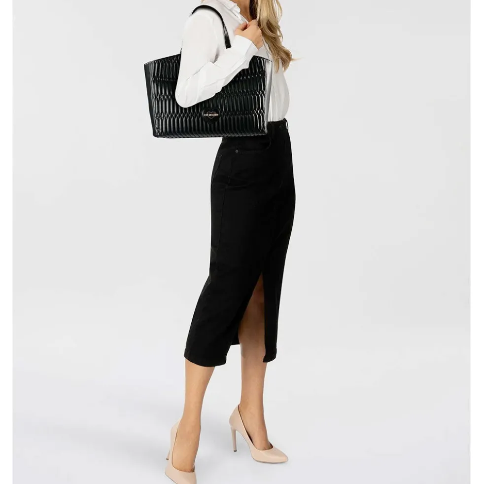 Shopping Bag Donna LOVE MOSCHINO linea Bubby Love in Ecopelle Nera