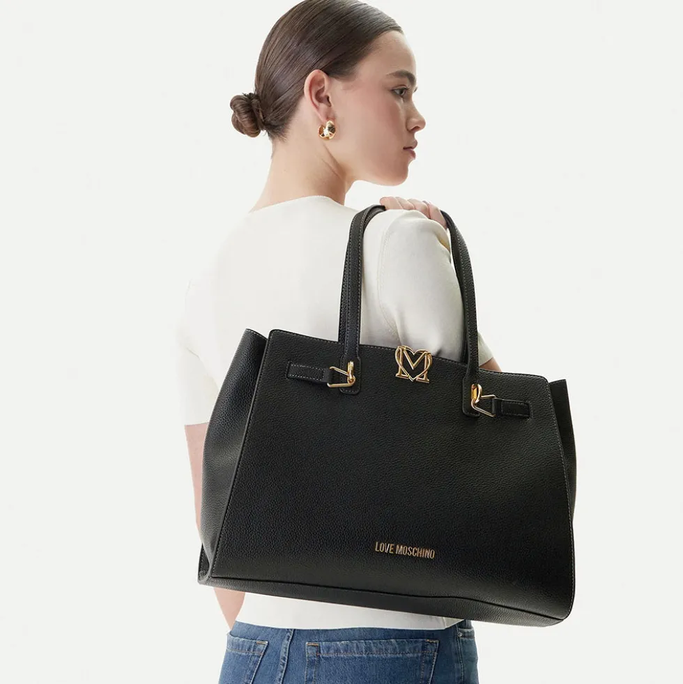 Shopping Bag Donna LOVE MOSCHINO linea Soft Sculpt Nera