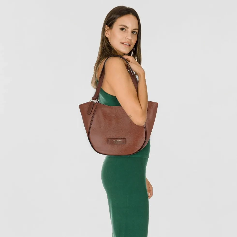 Shopping Bag Donna Media THE BRIDGE linea Domitilla in Pelle Marrone