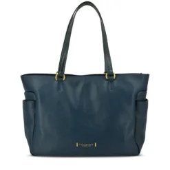 Shopping Bag Donna THE BRIDGE linea Letizia in Pelle Blu Pavone