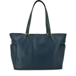 Shopping Bag Donna THE BRIDGE linea Letizia in Pelle Blu Pavone