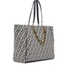 Shopping Bag Large Donna LIU JO in Tessuto Jacquard Bianco e Nero con Logo Monogram