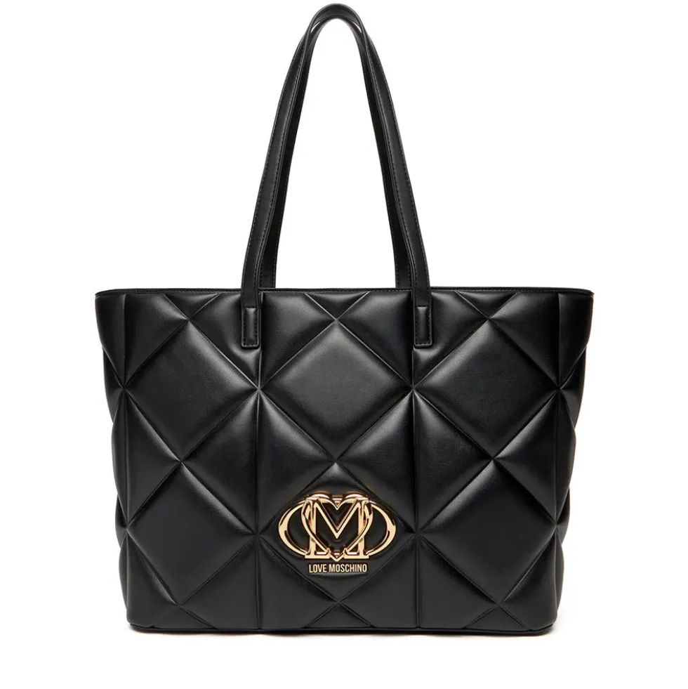 Shopping Bag Large LOVE MOSCHINO linea Embossed Trapuntata Nera