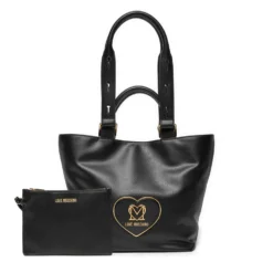 Shopping Bag LOVE MOSCHINO linea Heart Plaque Nera con Logo