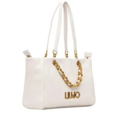 Shopping Bag Media Donna LIU JO color Crema con Catena Decorativa