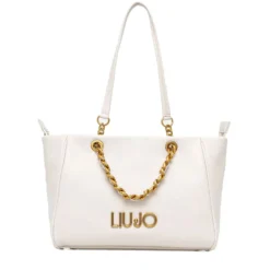 Shopping Bag Media Donna LIU JO color Crema con Catena Decorativa