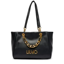 Shopping Bag Media Donna LIU JO Nera con Catena Decorativa