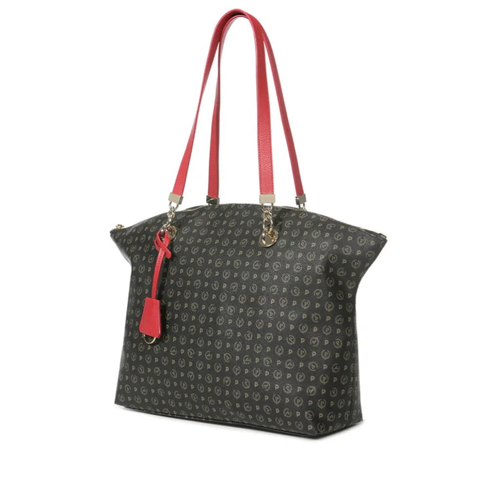 Shopping Bag POLLINI Linea Heritage Logo Classic Nero e Lacca