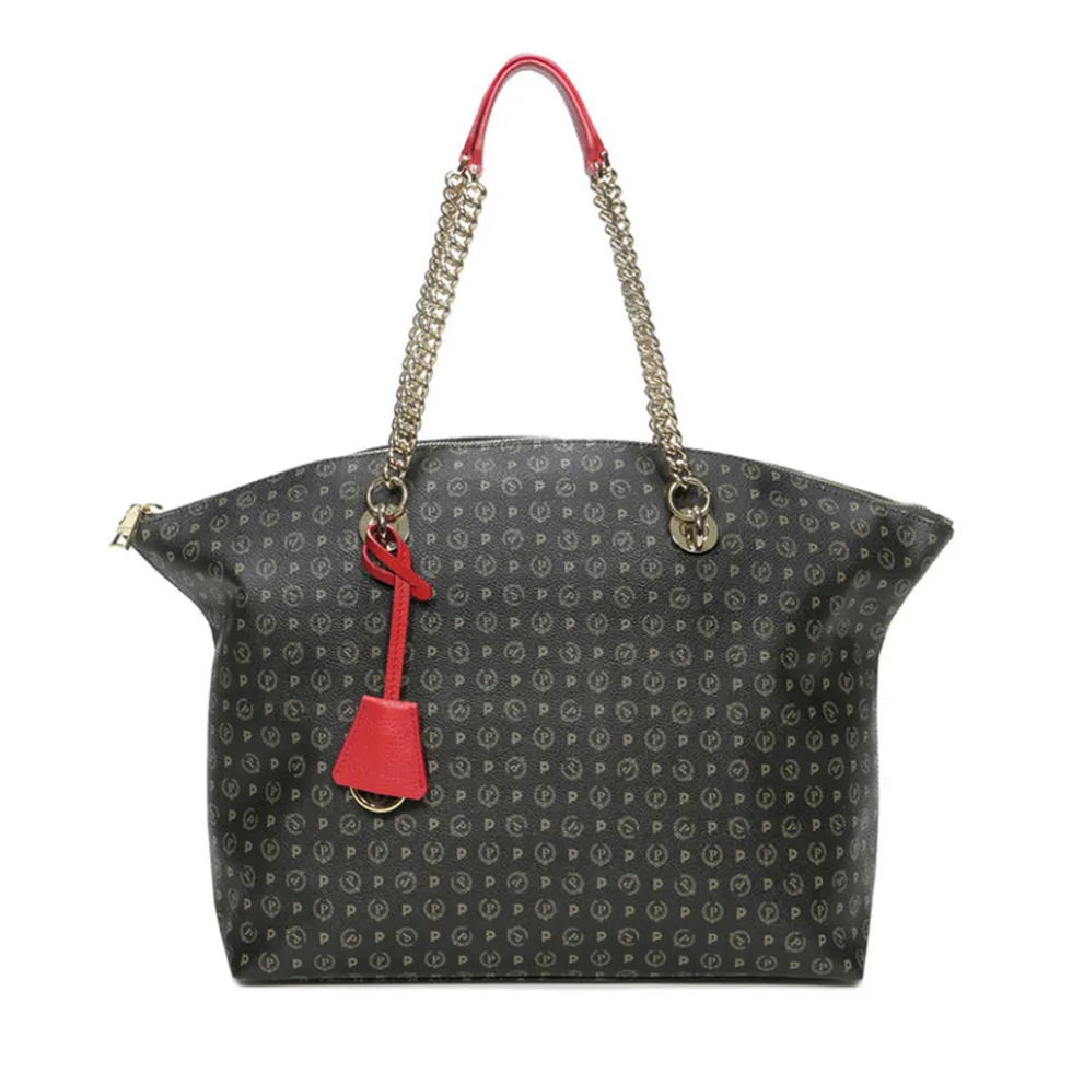 Shopping Bag POLLINI Linea Heritage Logo Classic Nero e Lacca