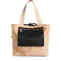 Shopping Bag Reversibile 1A Classe Alviero Martini linea Dual Bag in Tessuto Nero e Geo Classic LF57