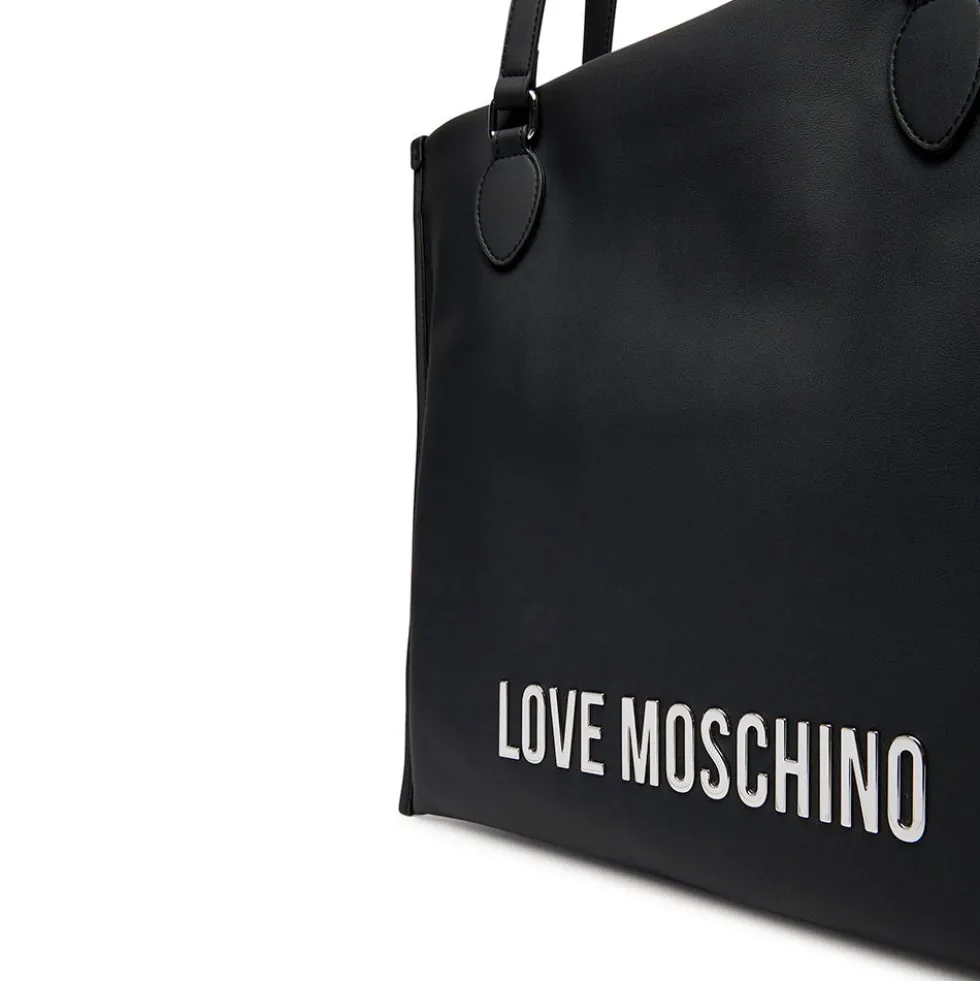 Shopping Bag Verticale LOVE MOSCHINO linea Bold Bag colore Nero e Nikel