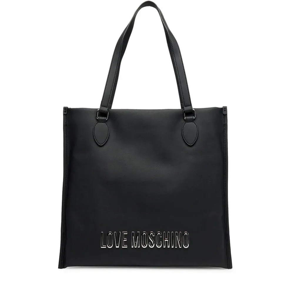 Shopping Bag Verticale LOVE MOSCHINO linea Bold Bag colore Nero e Nikel