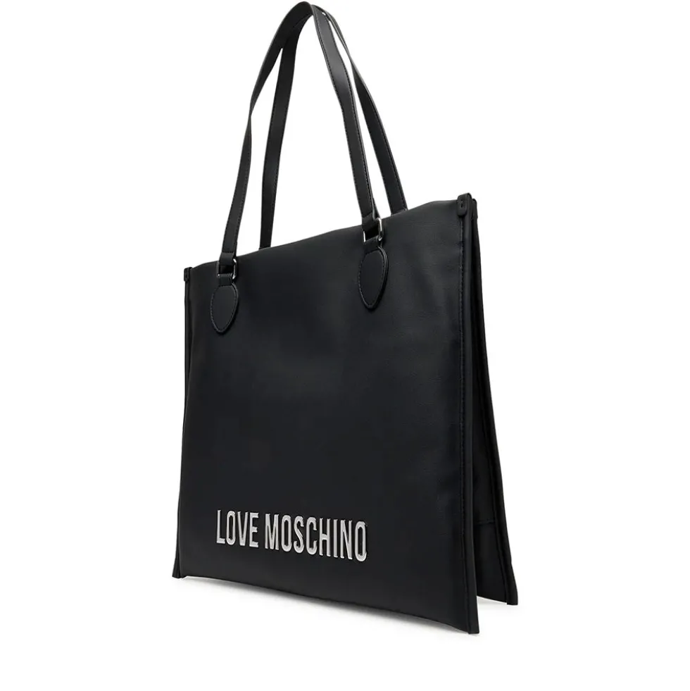 Shopping Bag Verticale LOVE MOSCHINO linea Bold Bag colore Nero e Nikel