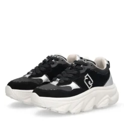 Sneakers Chuncky Donna LIU JO Steffy 01 in Suede e Nylon Nero con Inserti Metallizzati