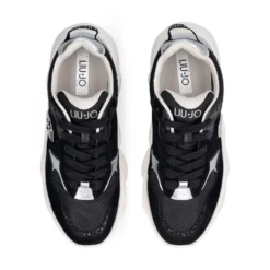 Sneakers Chuncky Donna LIU JO Steffy 01 in Suede e Nylon Nero con Inserti Metallizzati