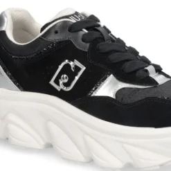 Sneakers Chuncky Donna LIU JO Steffy 01 in Suede e Nylon Nero con Inserti Metallizzati