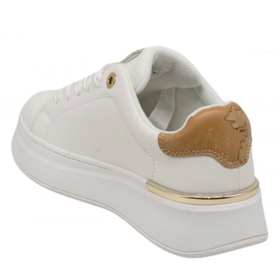 Sneakers Donna 1A Classe Alviero Martini in Eco Nappa Bianca e Inserto Geo Classic 2419