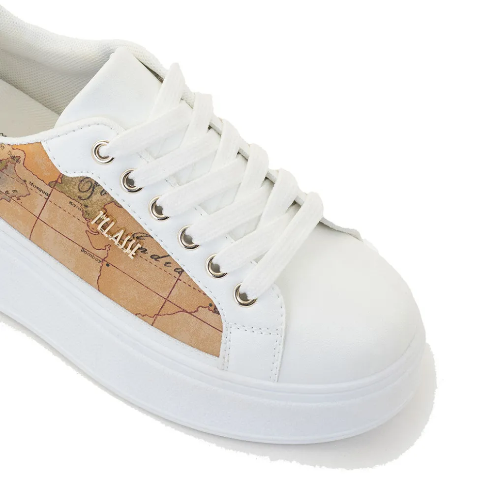 Sneakers Donna 1A Classe Alviero Martini in Eco Nappa Bianca e Inserti Geo Classic 1468