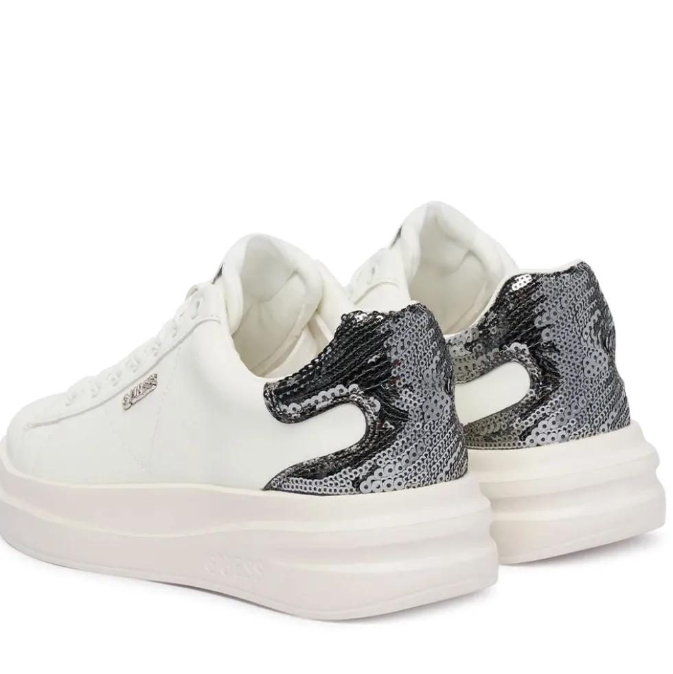 Sneakers Donna GUESS in Pelle Colore White - Silver Linea Elbina10