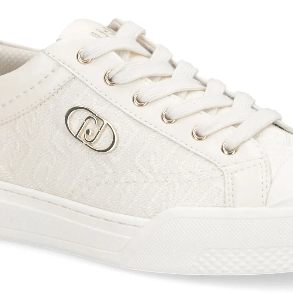 Sneakers Donna LIU JO Benson 01 in Tessuto color Latte con Logo Monogram