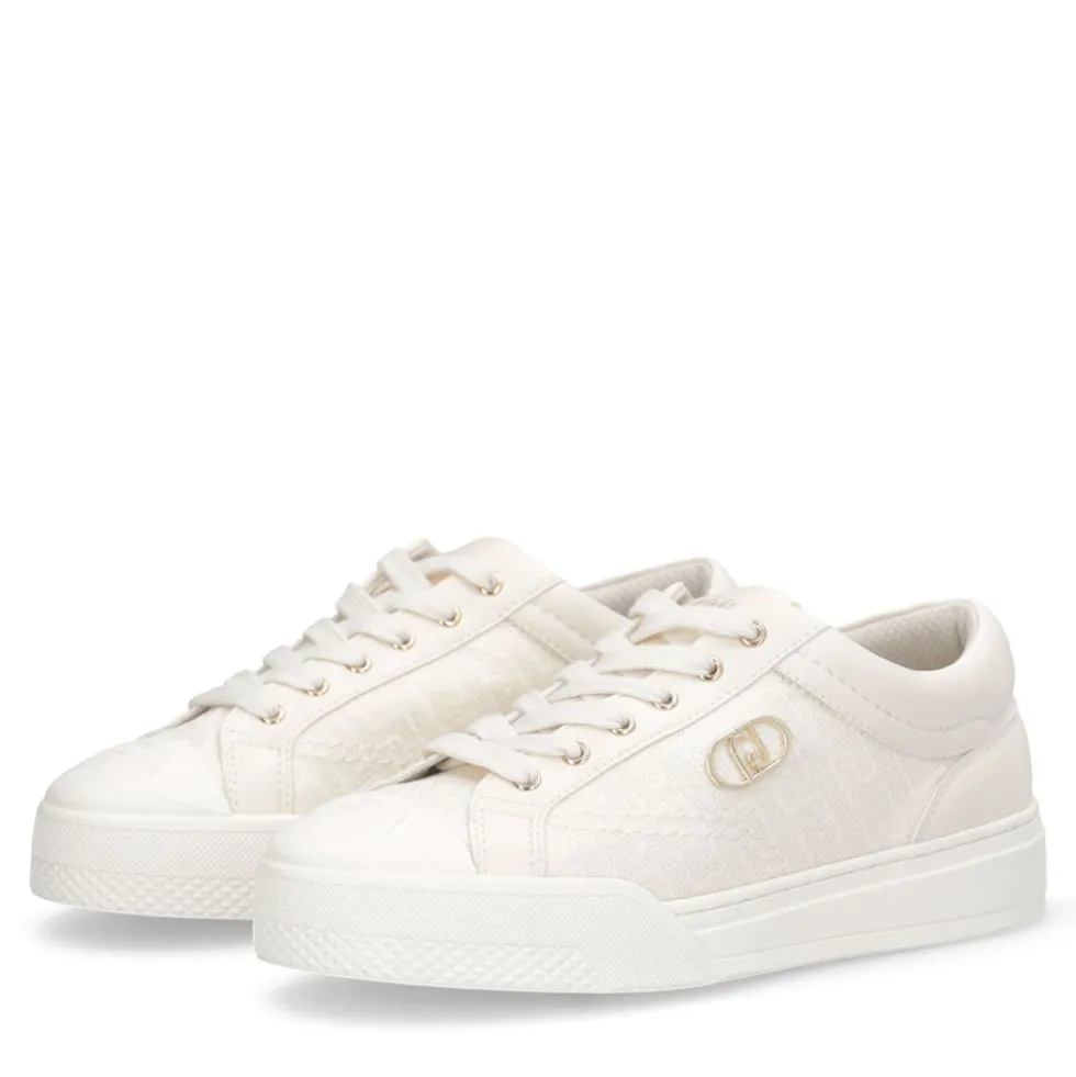 Sneakers Donna LIU JO Benson 01 in Tessuto color Latte con Logo Monogram