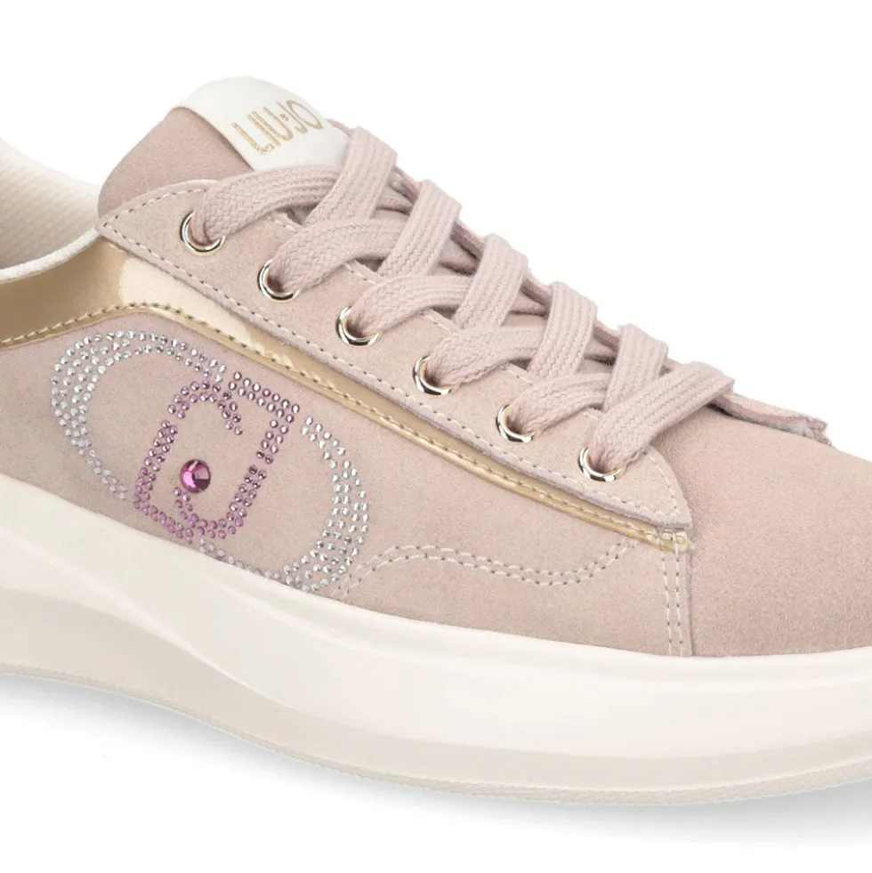 Sneakers Donna LIU JO Casper 01 in Suede Nude e Inserto Bouganville