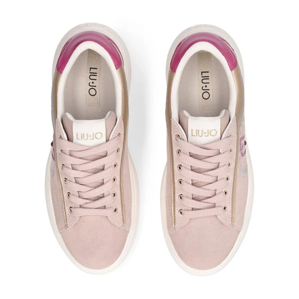 Sneakers Donna LIU JO Casper 01 in Suede Nude e Inserto Bouganville