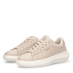 Sneakers Donna LIU JO Casper 01 in Pelle Beige con Inserto Laminato Oro
