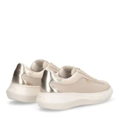 Sneakers Donna LIU JO Casper 01 in Pelle Beige con Inserto Laminato Oro