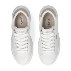 Sneakers Donna LIU JO Casper 01 in Pelle Bianca con Inserto Laminato Oro