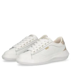Sneakers Donna LIU JO Casper 01 in Pelle Bianca con Inserto Laminato Oro