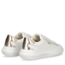 Sneakers Donna LIU JO Casper 01 in Pelle Bianca con Inserto Laminato Oro
