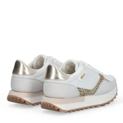 Sneakers Donna LIU JO Evelyn 915 in Microfibra Perforata Bianca con Inserto Glitter Oro