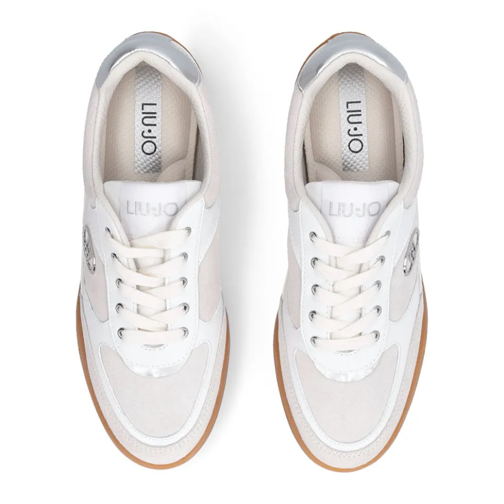 Sneakers Donna LIU JO Lewis 01 in Suede e Pelle Bianca