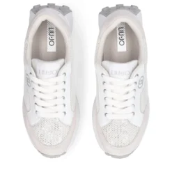 Sneakers Donna LIU JO Lolo 20 in Mesh Suede e Paillettes Bianco