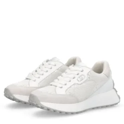 Sneakers Donna LIU JO Lolo 20 in Mesh Suede e Paillettes Bianco