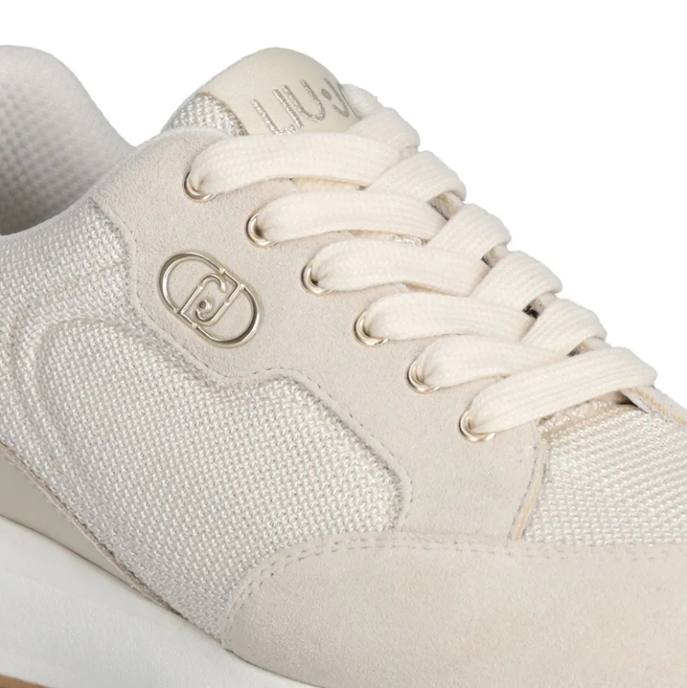 Sneakers Donna LIU JO Lolo 20 in Suede e Brighty Mesh Rope Milk