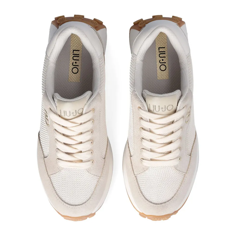 Sneakers Donna LIU JO Lolo 20 in Suede e Brighty Mesh Rope Milk