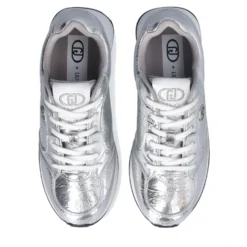 Sneakers Donna LIU JO Vibe 03 in Crackle Effetto Laminato Argento