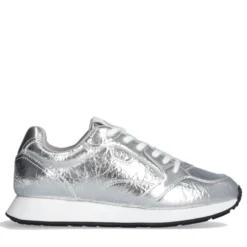 Sneakers Donna LIU JO Vibe 03 in Crackle Effetto Laminato Argento