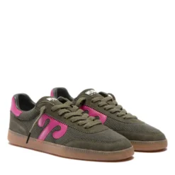 Sneakers Donna WUSHU RUYI Gong 77 in Suede Nylon e Pelle Oil Green e Fuxia