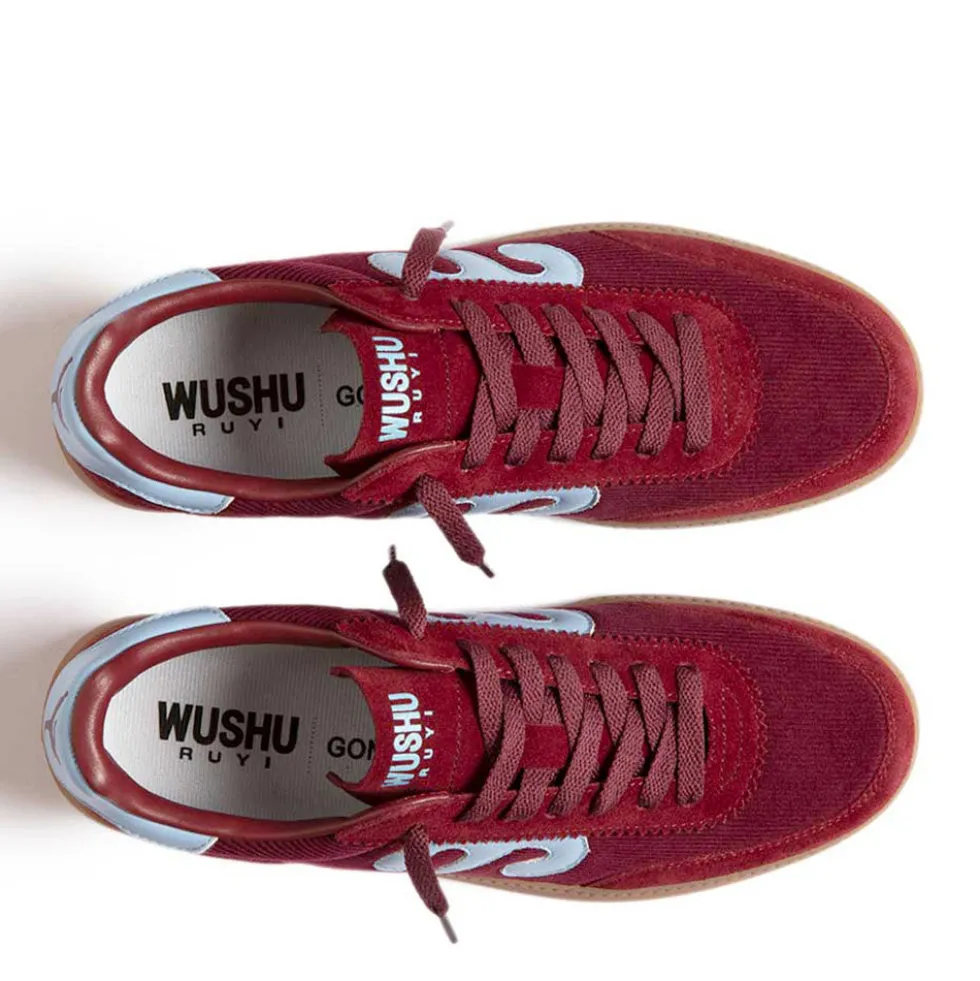 Sneakers Donna WUSHU RUYI Gong 76 in Suede Nylon e Pelle Bordeaux e Light Blue