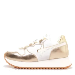 Sneakers Donna W6YZ Jet-W. in Tessuto Tecnico e Inserti Metallizzati Platinum White