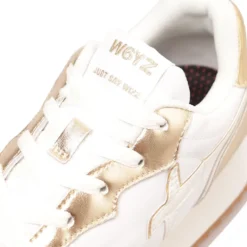Sneakers Donna W6YZ Jet-W. in Tessuto Tecnico e Inserti Metallizzati Platinum White