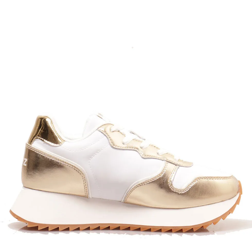 Sneakers Donna W6YZ Jet-W. in Tessuto Tecnico e Inserti Metallizzati Platinum White